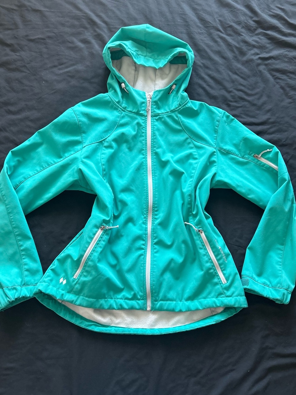 Black Diamond Softshell Hoodie Jacket Womens XL Teal Full Zip Fleece Lined
